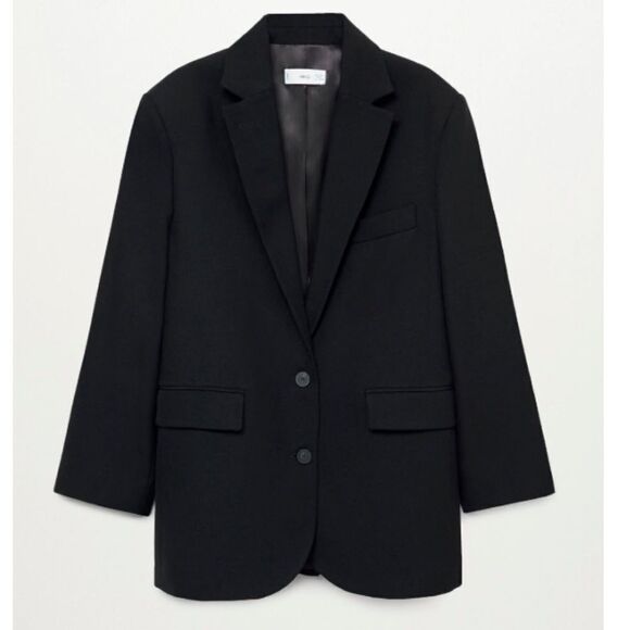MNG Mango nwt black Blazer Jacket Long oversized - Picture 16 of 16